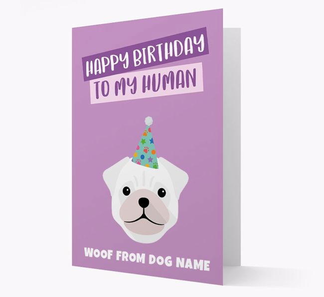 Personalized 'Happy Birthday To My Human' Card with {breedCommonName} Icon